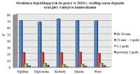 Struktura dojeżdżających do pracy w 2010 r. według czasu dojazdu oraz płci i miejsca zamieszkania