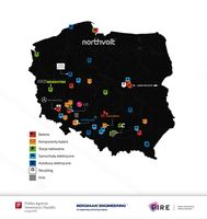 Mapa lokalizacji projektów z sektora elektromobilności w Polsce 