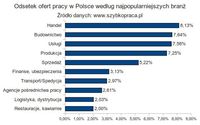 Odsetek ofert pracy wg najpopularniejszych branż