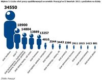 Liczba ofert pracy opublikowanych w serwisie Pracuj.pl w II kw. 2011 z podziałem na działy