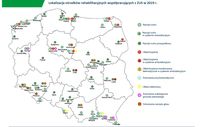Lokalizacja ośrodków rehabilitacyjnych współpracujących z ZUS w 2019 r.