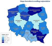 Stopa bezrobocia według województw