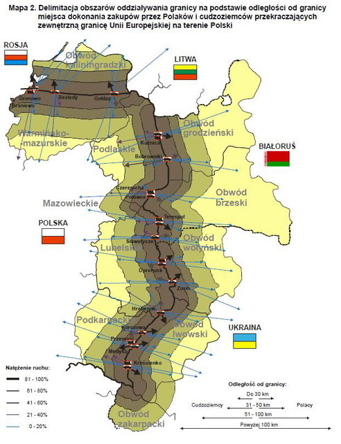 Handel a ruch graniczny z Ukrainą, Rosją i Białorusią II kw. 2010