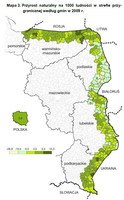 Mapa 3. Przyrost naturalny na 1000 ludności w strefie przygranicznej według gmin w 2009 r.