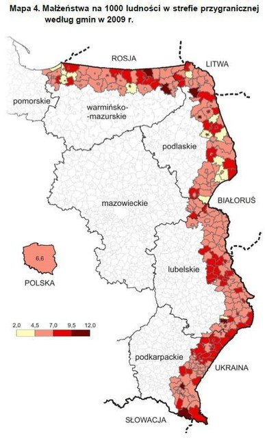 Strefa przygraniczna w Polsce: ludność i powierzchnia 2009