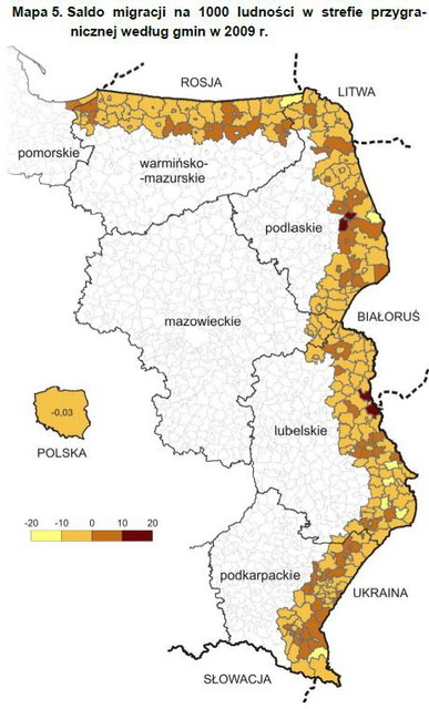 Strefa przygraniczna w Polsce: ludność i powierzchnia 2009