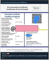 Zrzut ekranu z ofertą polskiego certyfikatu szczepień