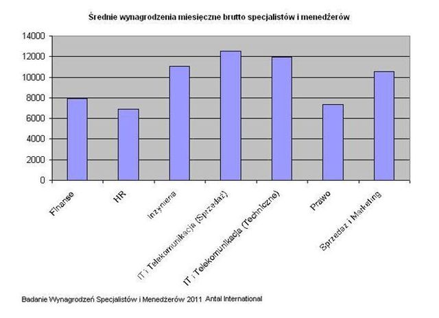 Zarobki specjalistów i menedżerów w I poł. 2011 roku