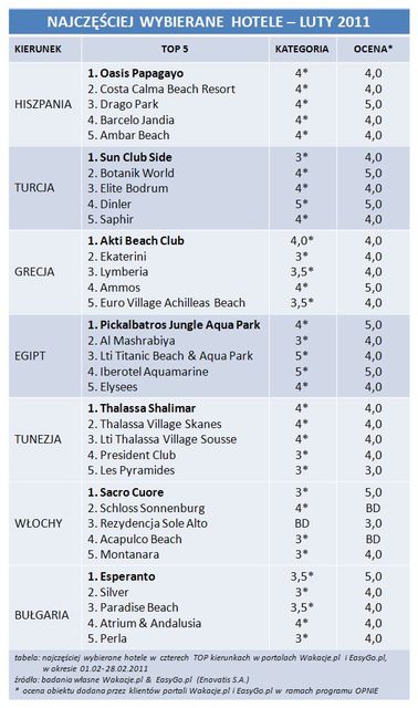 Rezerwacje wakacji przez Internet II 2011