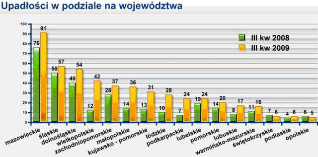Bankructwa firm w Polsce I-IX 2009
