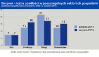 Sierpień - liczba upadłości w poszczególnych sektorach gospodarki