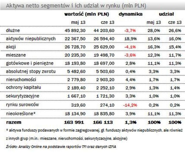 TFI: wartość aktywów netto VI 2013