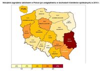 Wskaźnik zagrożenia ubóstwem w Polsce (po uwzględnieniu w dochodach transferów społecznych) w 2010 r