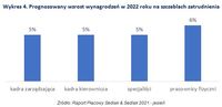 Prognozowany wzrost wynagrodzeń w 2022 roku na szczeblach zatrudnienia