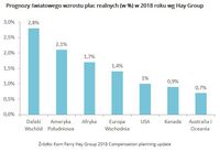 Prognozy światowego wzrostu płac realnych (w %) w 2018 roku wg Hay Group