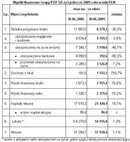 Wyniki finansowe Grupy PZU SA za I półrocze 2009 roku w mln PLN