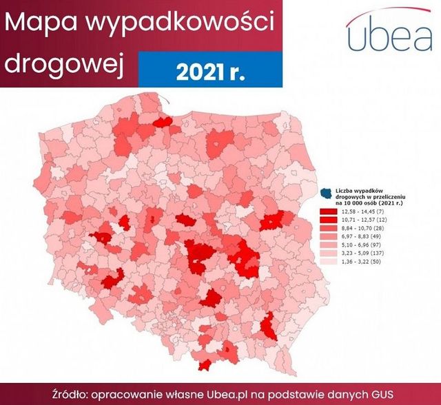Gdzie w Polsce największe bezpieczeństwo na drodze?
