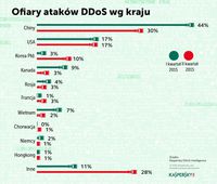 Ofiary ataków DDos wg krajów