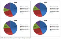 Udziały poszczególnych grup uczestników internetowego rynku sprzedaży książki w latach 2006-2009 (%)