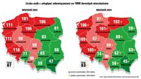 Liczba osób z zaległymi zobowiązaniami na 1000 dorosłych mieszkańców