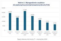 Wykres 1. Wynagrodzenie zasadnicze  dla wybranych poziomów kompetencji