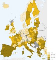 Stopa bezrobocia (proc.) wśród osób poniżej 25 roku życia (Eurostat, 2012)