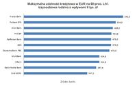 Maksymalna zdolność kredytowa w EUR na 90-proc. LtV. trzyosobowa rodzina z wpływami 6 tys. zł