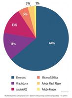 Rozkład exploitów wykorzystywanych w atakach według rodzaju zaatakowanej aplikacji, I kw. 2015 r.