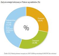 Zużycie energii końcowej w Polsce wg sektorów (%)